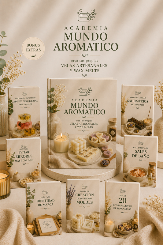 Curso Completo de Velas Aromáticas y Wax Melts → Módulos en Video + Guías + 7 Bonus Exclusivos 🎁